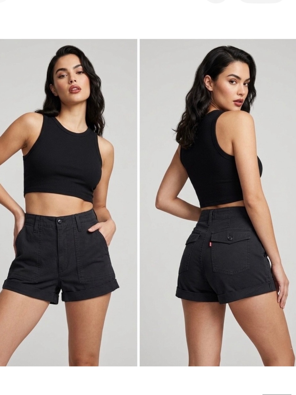 Levi's Women's Black High-Rise Utility Shorts -Ribcage